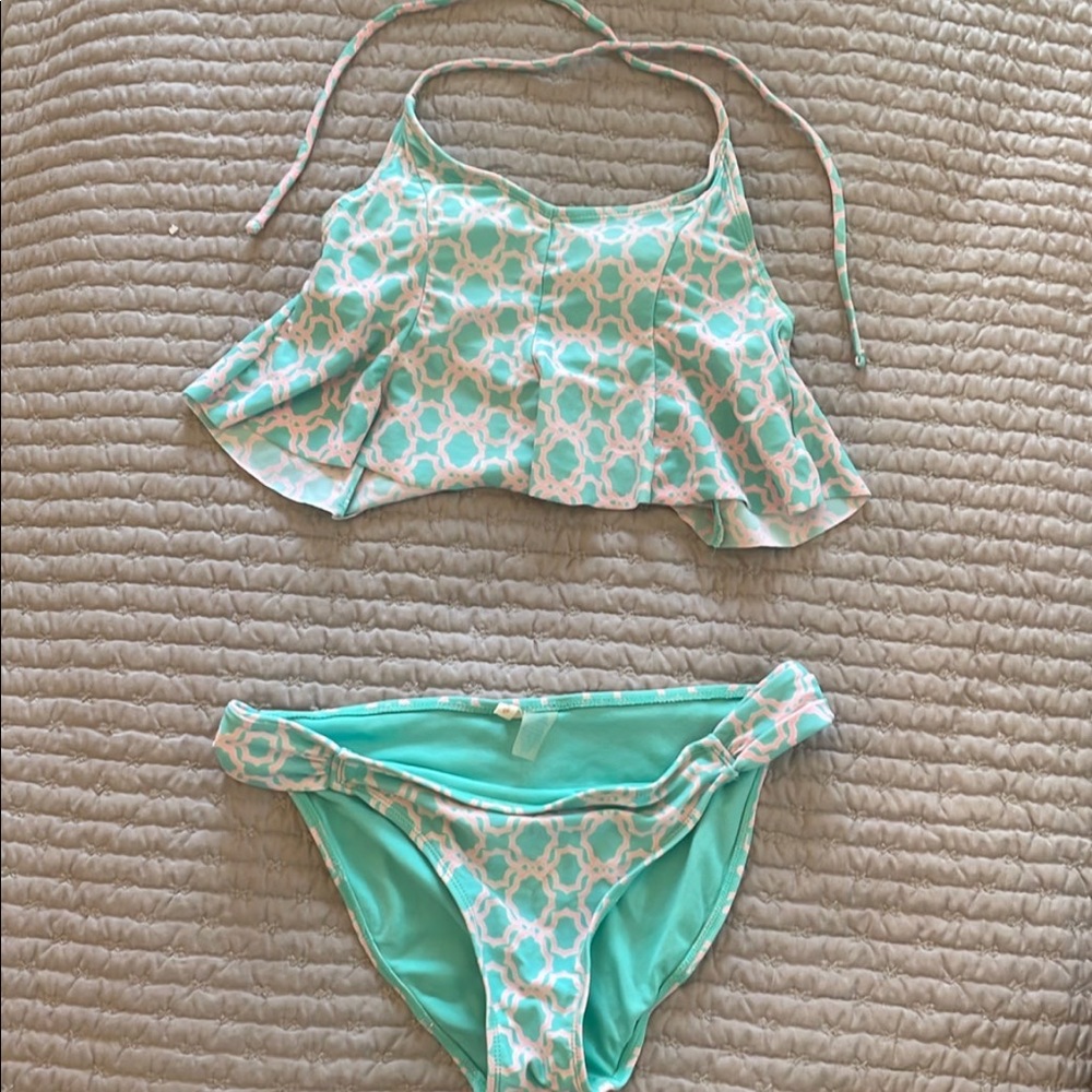 BLUE AND PINK SWIMSUIT